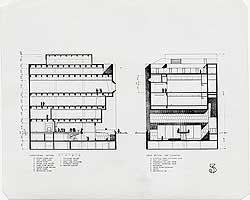 
Whitney Museum of American Art, cross section and elevation, New York.
